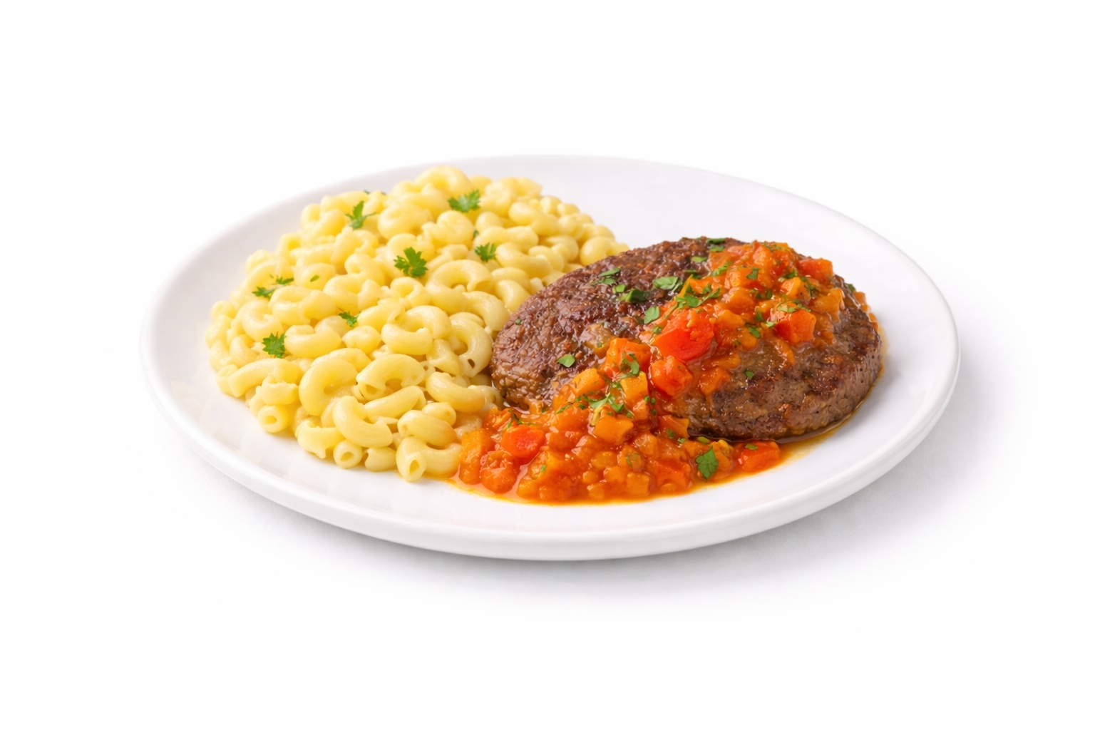 Котлеты печеночные с макаронами и овощной подливой