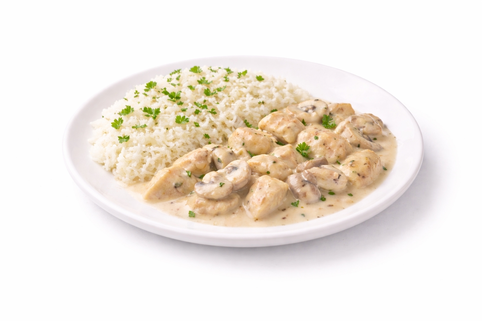 Курица в белом соусе с рисом